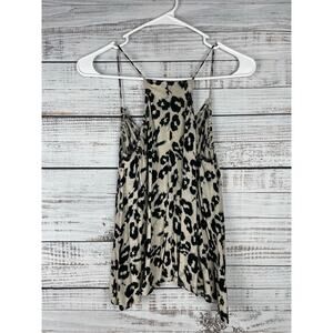 Rebecca Taylor Medium Leopard Print Tank Top Flowy Strappy Soft Boho Mob Wife